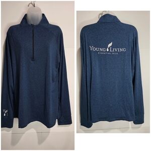Young Living  Blue Ultra Soft Performance 1/4 Zip Long Sleeve Men XL - New